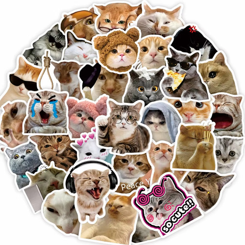 50x funny cats sticker - funny,