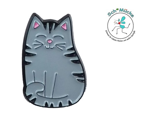 Anstecker katze kater - katze, grau