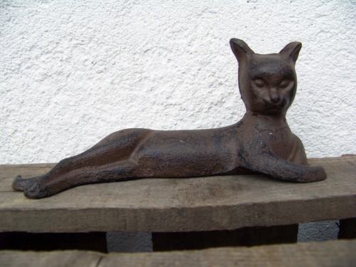 Gartenfigur katze liegend neu - liegend,